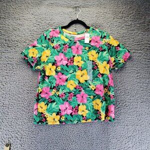 Old Navy Top Womens Large Tropical Rainforest Cotton Crewneck Tee *NWT*